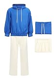 DAZCOS Asakura Shin Cosplay Costume Anime Sakamoto Outfit Adult Men Blue Hoodie Pants Set Uniform for Halloween Party (Medium)