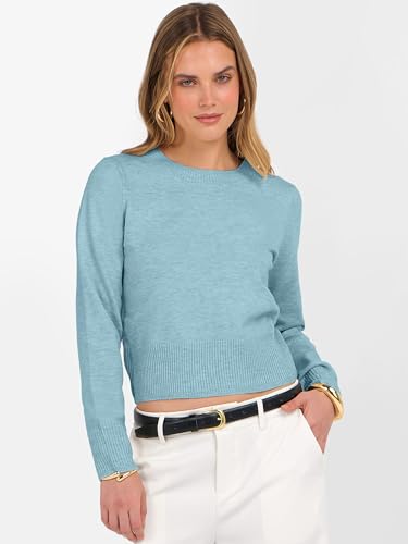 Image of ANRABESS Women's Long Sleeve Sweaters Cropped Crew Neck | Business Casual Tops,Light Weight Comfy Knit,Pullover ShortSweater,Basic Classic,Fall Fashion Winter Layer Clothes