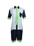 Titulow White Navy Blue and Light Green Costume Short Sleeve Shirt and Pants (Female XL)