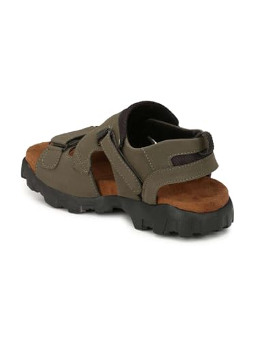 Image of Men's Suede Sports Sandals | Adjustable Strap Design | Lightweight Airmix Sole | Comfortable Sandals | Anti-Slip Casual Footwear | Green-10