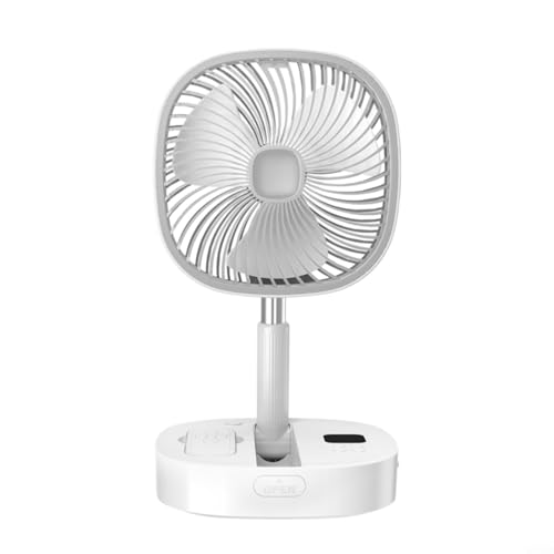 Sumsoctober Ventilador de piso retráctil con carga USB, portátil, plegable, con control remoto, ajustes de 5 velocidades (gris)