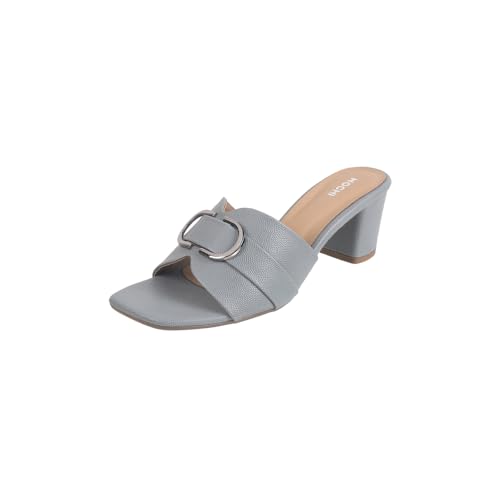 Mochi Women Grey Block Heel Fashion Slip-on Sandal UK/5 EU/38 (40-310)