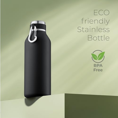 Image of SipX 32 oz Stainless Steel Insulated Water Bottle with Leakproof Lid & Carry Hook - Triple Insulated - Cold 24 Hours /Hot 12 Hours - Perfect for Gym, Work, Sports, Travel - Black