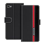 UOGNADGD Lederhülle Kompatibel mit BlackBerry Motion Klappbares Portemonnaie-Hülle mit Magnetverschluss Ständer & Kartenfächern stoßfestem Schutz (Schwarz)