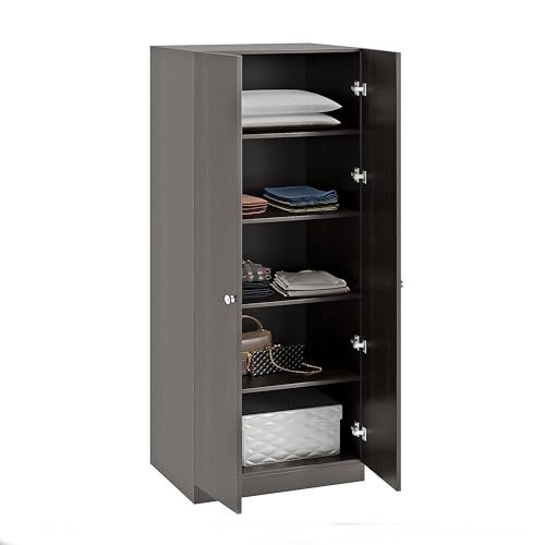 Image of FURNEASER Fanciable Engineering Wood 2 Door Wardrobe Almirah for Clothes | Double Door Cabinet Closet Organizer | Multipurpose Cupboard for Bedroom Living Room | 60 x 42 x 180 CM (Wenge)
