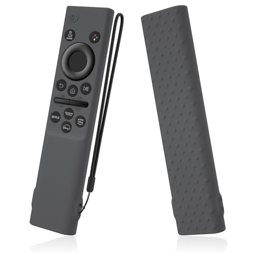 AKSHFETH Remote Cover Compatible with Samsung Remote bn59-01393/bn59-01388 Silicone Case Cover with Lanyard (Dark Grey)