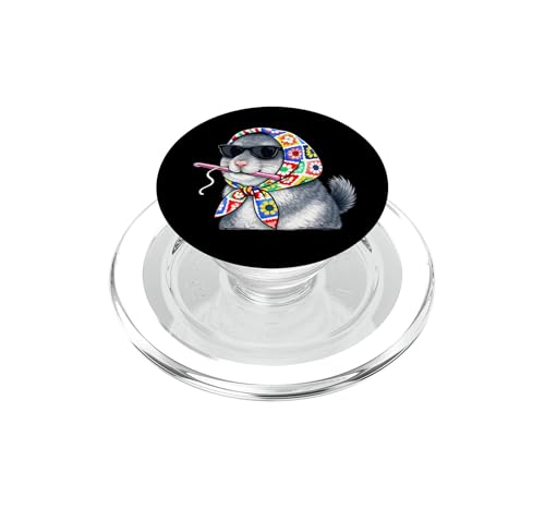 PopGrip para MagSafe Chinchilla Pet Granny con hilo de ganchillo cuadrado para tejer