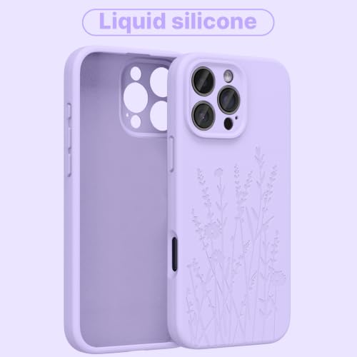 OAOA Engraved for iPhone 16 Pro Max Case, Light Purple Flower - image 4