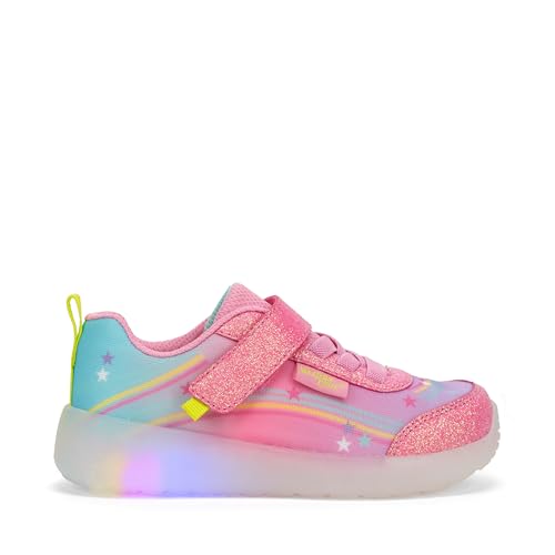Western Chief Kids Flash Feet Lighted Sneakers | Flashing LED Light-Up Shoes for Active Toddlers and Little Kids | Breathable Mesh | Hook-and-Loop Strap | Comfort EVA Insole | Girls and Boys, Pink,10