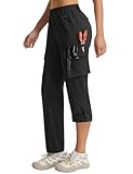 baleaf Womens Hiking Pants Water Resistant Quick Dry SPF Tactical Cargo with 5 Pockets Lightweight Breathable Ripstop UPF 50+ Black M