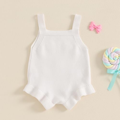 Baby Girl First Birthday Outfit Knitted Romper Bodysuit Bow One Embroidery Sweater Romper Infant Cake Smash Outfit3