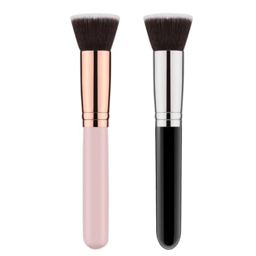 2 piezas brocha para base, brochas de maquillaje con punta plana para pulir, aplicar base, colorete, cremas para contornear