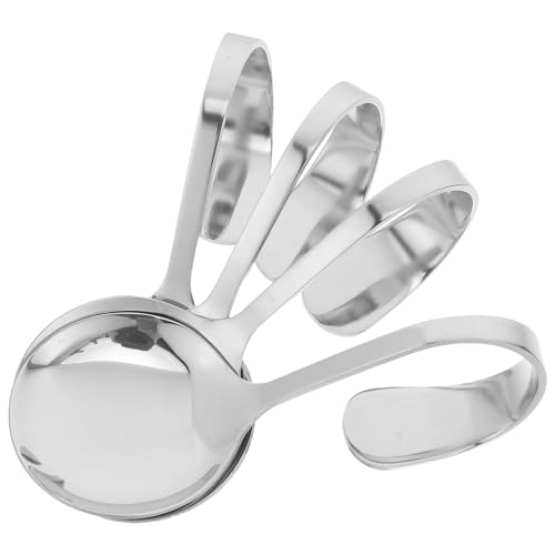 DECOMELODY Set 4 Cucchiai da Insalata in Acciaio Inossidabile Manico Curvo Ergonomico Cucchiai da Portata Multiuso per Cucina Occidentale Buffet e Feste Resistenti e Adatti per Dessert e
