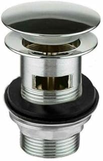 Basin Sink Waste, Chrome Modern Pop Up Click Clack Sprung Plug Slotted Drain Universal Sink Plug, Push Button Drainer Chrome Plated for Bathroom Washbasin Sink Basin Seals