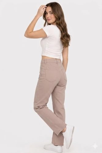 Image of Women Jeans Wide Leg High Waist Straight Fit Casual Pants - Everyday Comfort & Trend Style