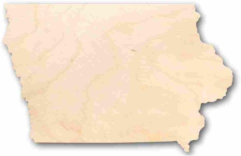 Unfinished Wood Iowa Shape State Craft up to 46" DIY 18" / 1/2"