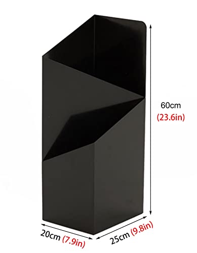 Porte-parapluie décoratif en métal noir robuste à double compartiment