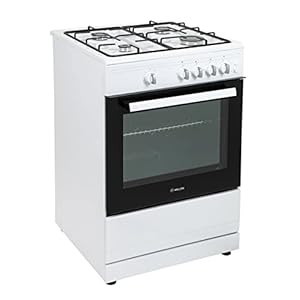 Willow WSG60W 60cm Wide Gas Cooker with Gas Oven with Enamel Coating, 4-Burner Gas Hob with Enamel Pan Supports and…