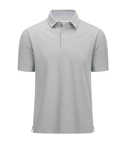 MAGCOMSEN Men's Short Sleeve Golf Polo Light Grey XL