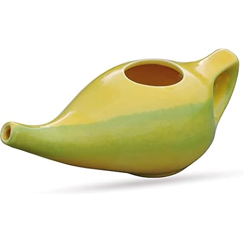 Porcelain Ceramic Neti Pot for Nasal Cleansing | Natural Treatment for Sinus, Infection and Congestion Blue Color Cover