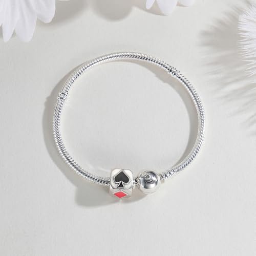 Poker Bead Charms Fit for Pandora Bracelets 925 Silver Casual Casino Ace of Hearts and Spades Playing cards Cool Funny Pendant Dangle Charms for Women3