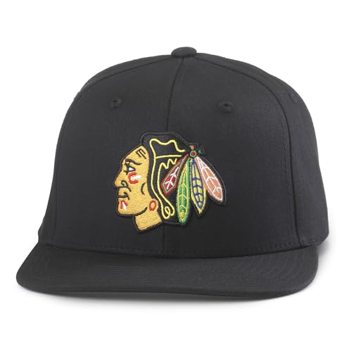 AMERICAN NEEDLE Unisex Chicago Blackhawks Officially Licensed NHL Archive 400 Adjustable Snapback Baseball Hat (EM008A-CBH-BLK)
