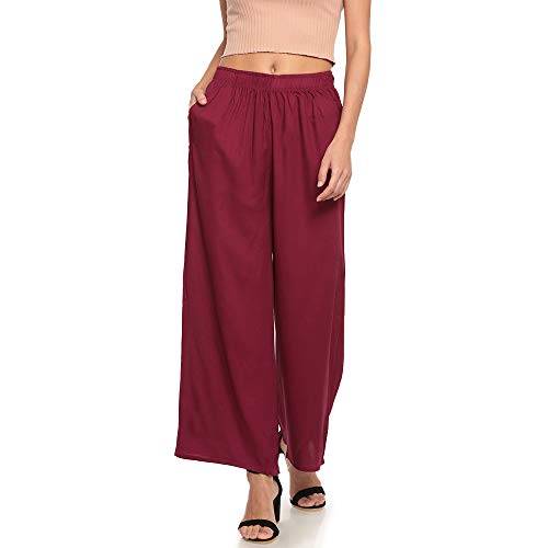 Image of GO COLORS Soft Viscose Basic Palazzo Full Length for Women| Breathable, Mid Rise, Relaxed Fit
