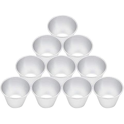 Homgaty 10 Pack Pudding Moulds, Nonstick Muffin Tin Dariole Moulds Aluminium Egg Tart Mold Cups Basins for DIY Cooking Cover