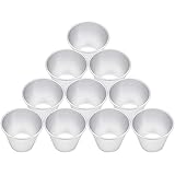 Homgaty 10pcs Pudding Moulds, Nonstick Muffin Tin Dariole Moulds Aluminium Egg Tart Mold Cups Basins for Desserts DIY Baking (2.9 x 1.8 x 2.2Inch)