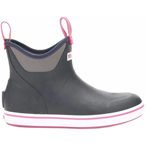 Image of XTRATUF Women's 6 Inch Ankle Deck Boot, Navy /Pink, 6