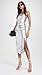 alice + olivia Women's Kelly Shiny Faux Leather High Slit Midi Dress, Silver, 2