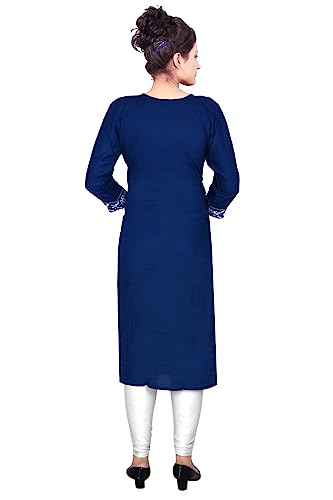 Image of SQUARO Women Embroidery Cotton Rayon Straight Kurta Kurtis for Ladies and Girls