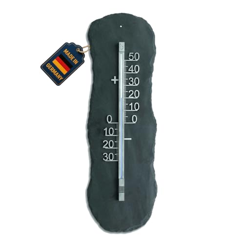 TFA Dostmann Analoges Außenthermometer aus Schiefer, 12.5012, wetterfest,...