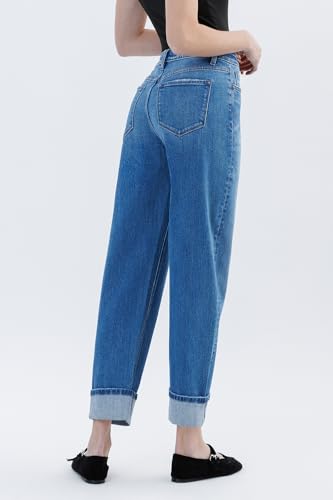 VERVET High Rise Cuff Barrel Leg Jeans T66173