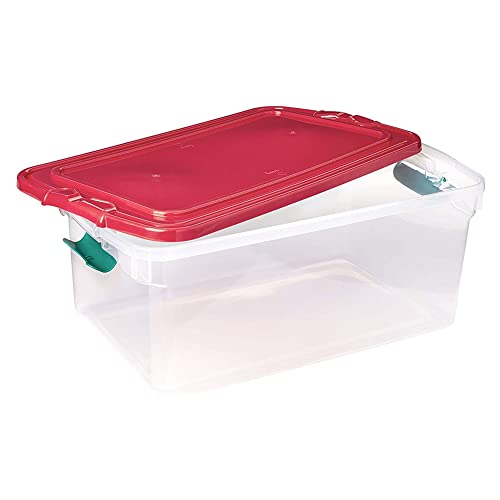 image for Homz 64 Quart Holiday Seasonal Decor Decoration Organizer Plastic Stor