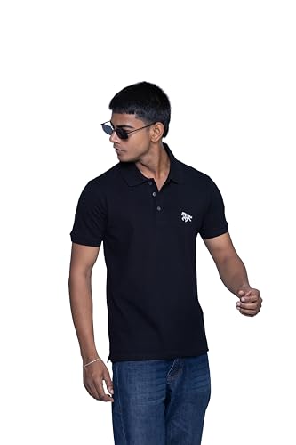 Image of Men's Polo T-Shirt, Short Sleeve, Pique Fabric, Embroidered Horse Logo, Casual Wear