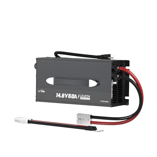 LiTime 60-Amp Lithium Battery Charger 12V LiFePO4 Battery Charger AC-DC Smart Charger with Cooling Fan?Anderson Connector LED for 14.6V LiFePO4 Lithium Batteries, 60A Fast Charging