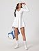 Tennis Dress for Women Long Sleeve Athletic Dress with Built in Shorts Golf Dress Workout Dresses with Pockets White S