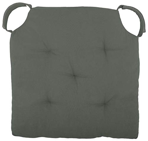 Cottone Polyfill Fiber Chair Pads w/5 Velcro Tucks | 16" x 16" Square Chair Pad | Extra-Comfortable & Soft Chair Cushion Pad| Ergonomic Pillows for Rocking Chairs & More,Grey