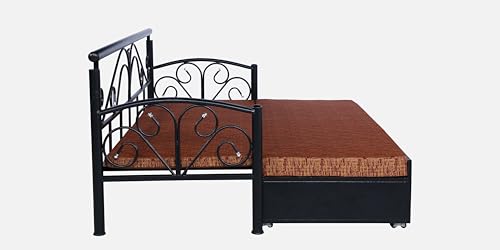 Image of 3 Seater Metal Sofa Cum Bed with Hydraulic Storage | Sofa Set for Living Room, Bedroom, Guest Room| Single Size Convertible Sofa Bed | Comfortable Seating Sofa MultiBrown & Black