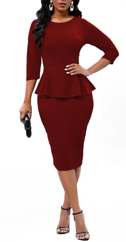 Bestgirl Women'S Bodycon Pencil Dress Teacher Office Church Modest Business Wear To Work Bodycon Sheath Suiting Dresses thumb #7