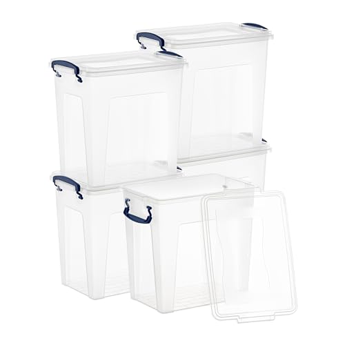 Image of Superio 8.7 Quart Clear Plastic Storage Boxes with Lids, Stackable Organizer Containers, BPA-Free Storage Bins for Home, Office, School & Dorm, 5 Pack