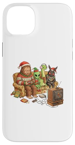Bigfoot Alien Nessie Mothman Retro Gaming Christmas Party �X�}�z�P�[�X iPhone 14 Plus �p