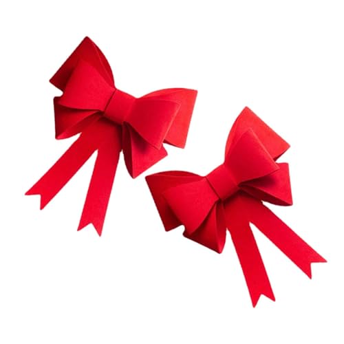 BIUDECO 2 Piezas Lazo Grande Rojo para Cortinas con Lazo Decorativo Elegante para Árbol de Navidad Regalos y Decoración de Bodas Interiores y Exteriores