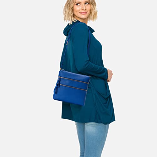 Image of Solene Small Multi Zipper Pocket Crossbody Bag with Adjustable Strap, Lightweight Travel Purse, Daily Small Messenger Pouch