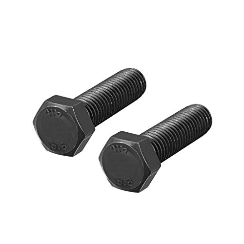 Image of uxcell M14x50mm Hex Head Left Hand Screw Bolts Fastener Carbon Steel Black 2pcs