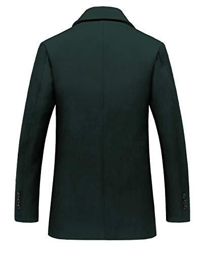image for chouyatou Men's Classic Notched Collar Double Breasted Wool Blend Pea 
