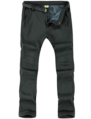 Donhobo - Pantalones de senderismo transpirables de secado rápido para hombre, forro polar, forro polar, para exteriores, resistente a la ducha, invierno, cálido, para escalada (gris, 3XL)