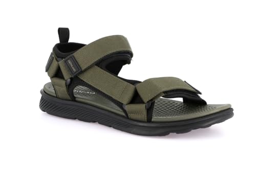 Sandales Grunland Meek SA0239 pour homme en tissu dechirable olive et noir