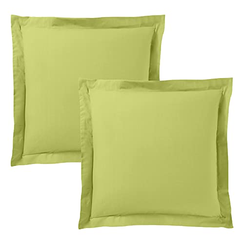 MATIN CALIN Lot de 2 Taies d'oreillers 63 x 63 cm Vert / 100% Coton 57 Fils/cm² Cover